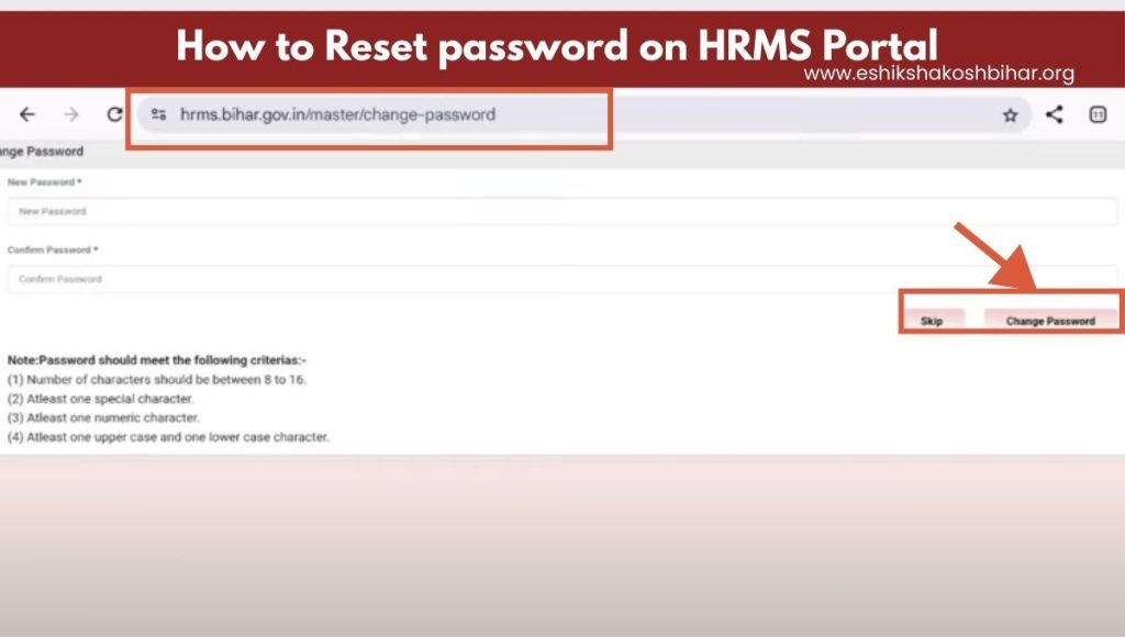 HRMS Password change